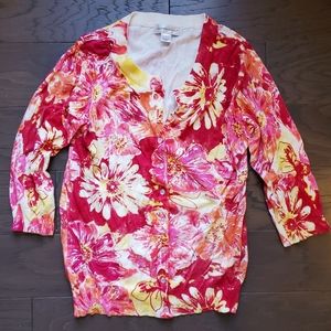 Christopher & Banks floral button-up cardigan